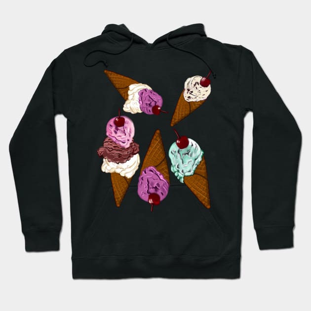 Icecreams - let’s scream for ice cream cones with cherry on top Hoodie by Artonmytee